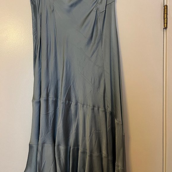 Lewit Asymmetrical Satin Skirt in Light Blue - Picture 6 of 11